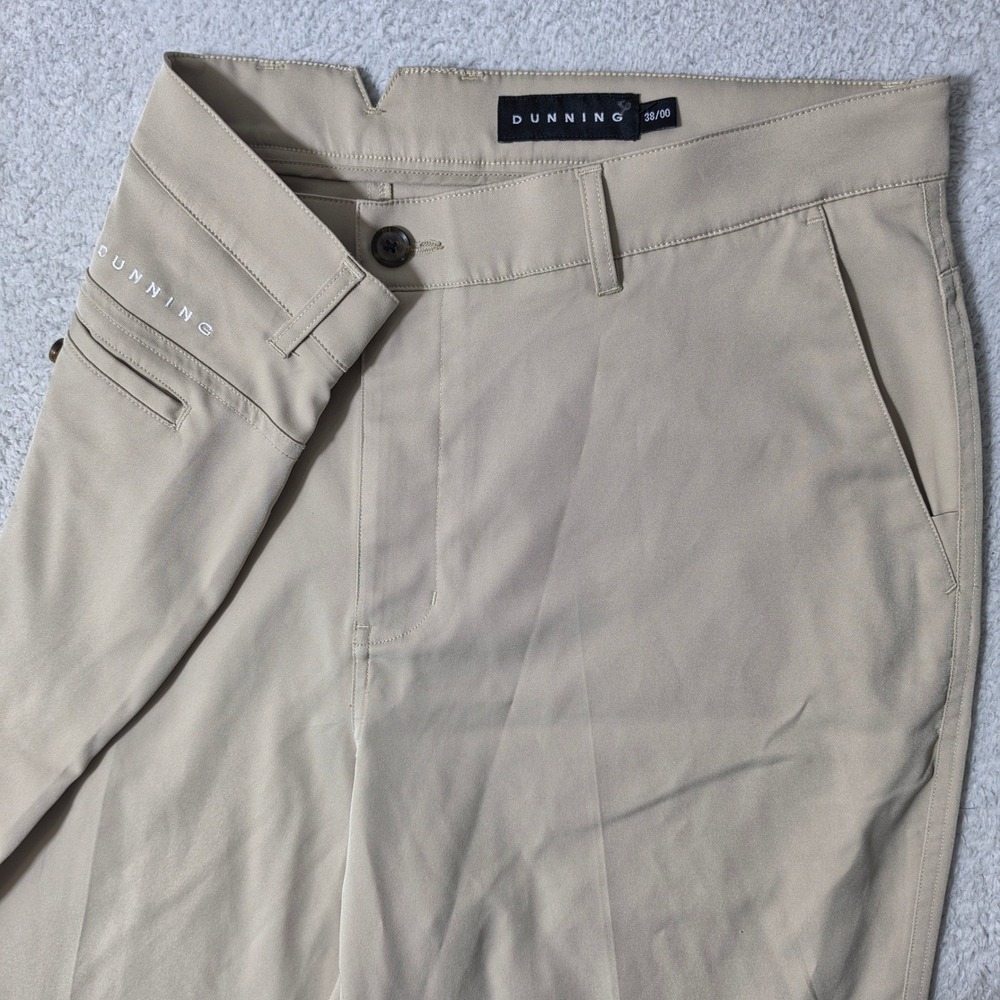 Dunning Golf Pants Mens 38/34 Performance Tan Performance Flat Front Chino